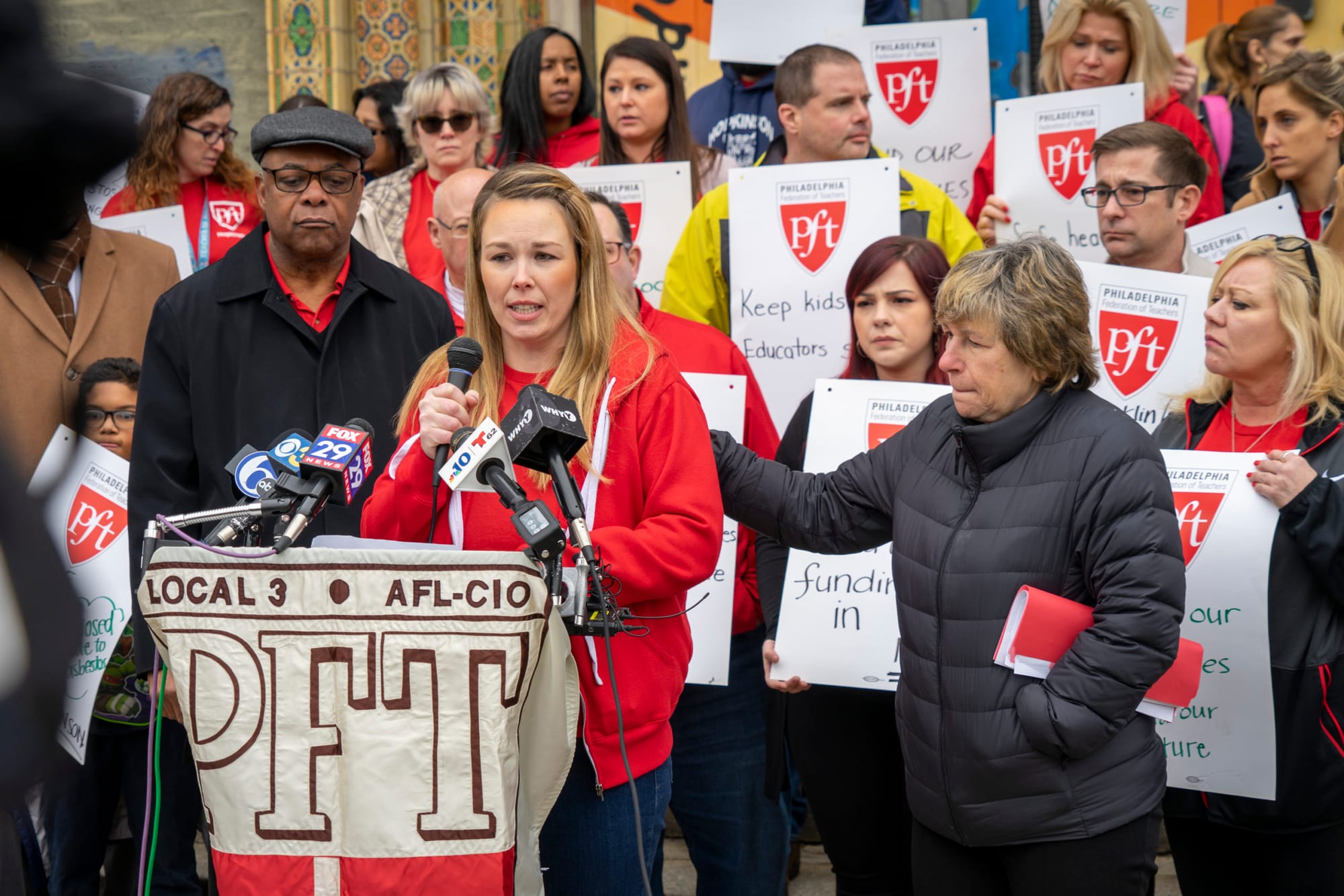 Photo: PFT Rally about Hopkinson Elementary